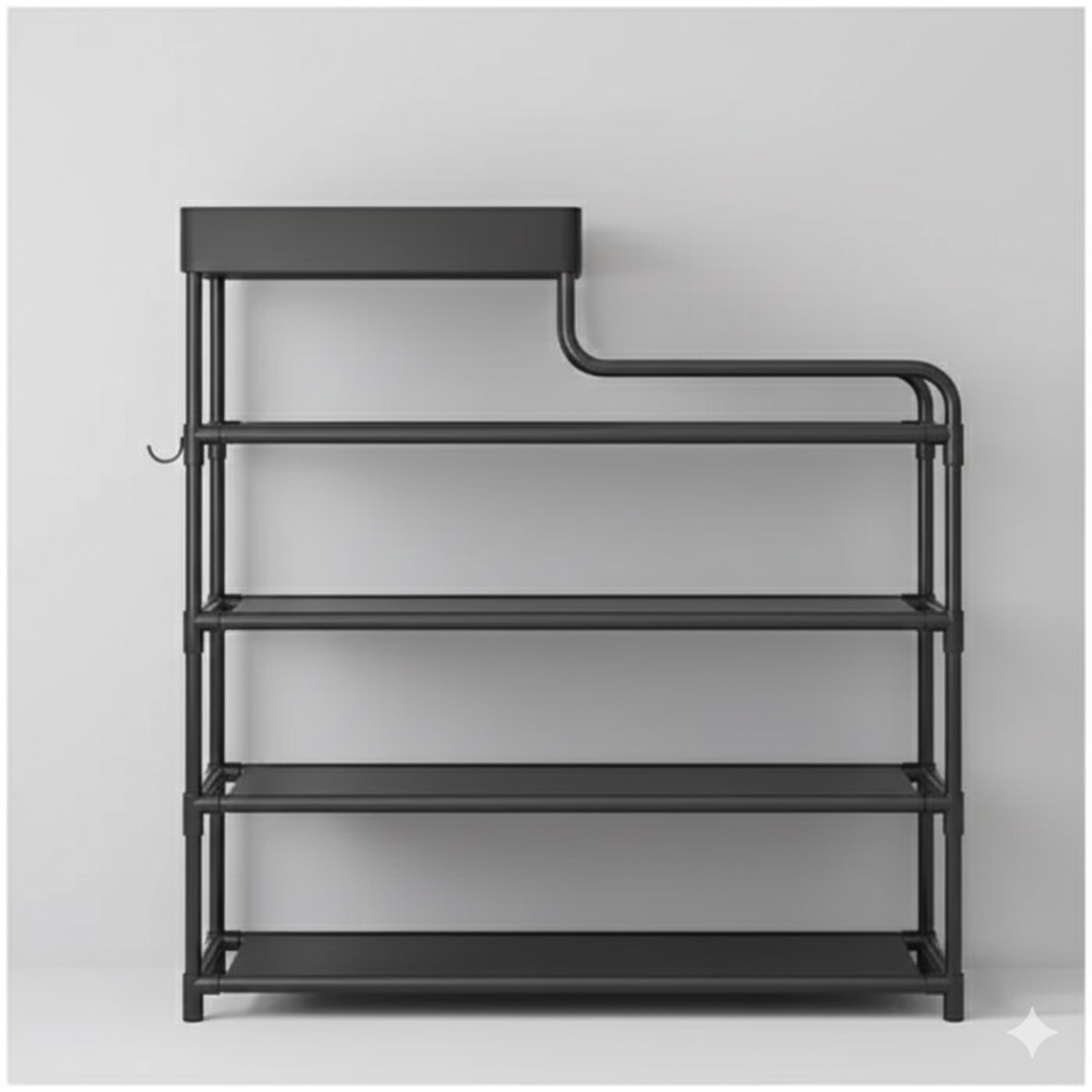 NEW SIMPLE FIOOR CLOTHES RACK (ZAPATERA 5 PLANTAS NEGROS)