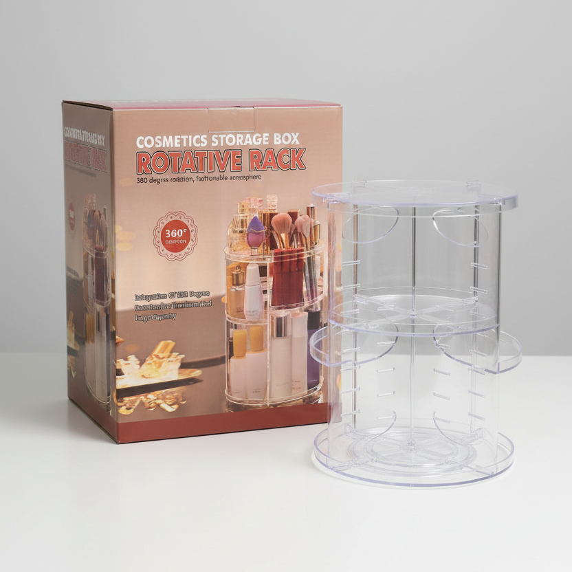 COSMETIC STORAGE BOX ROTATIVE RACK 360° ROTATION/3 NIVELES