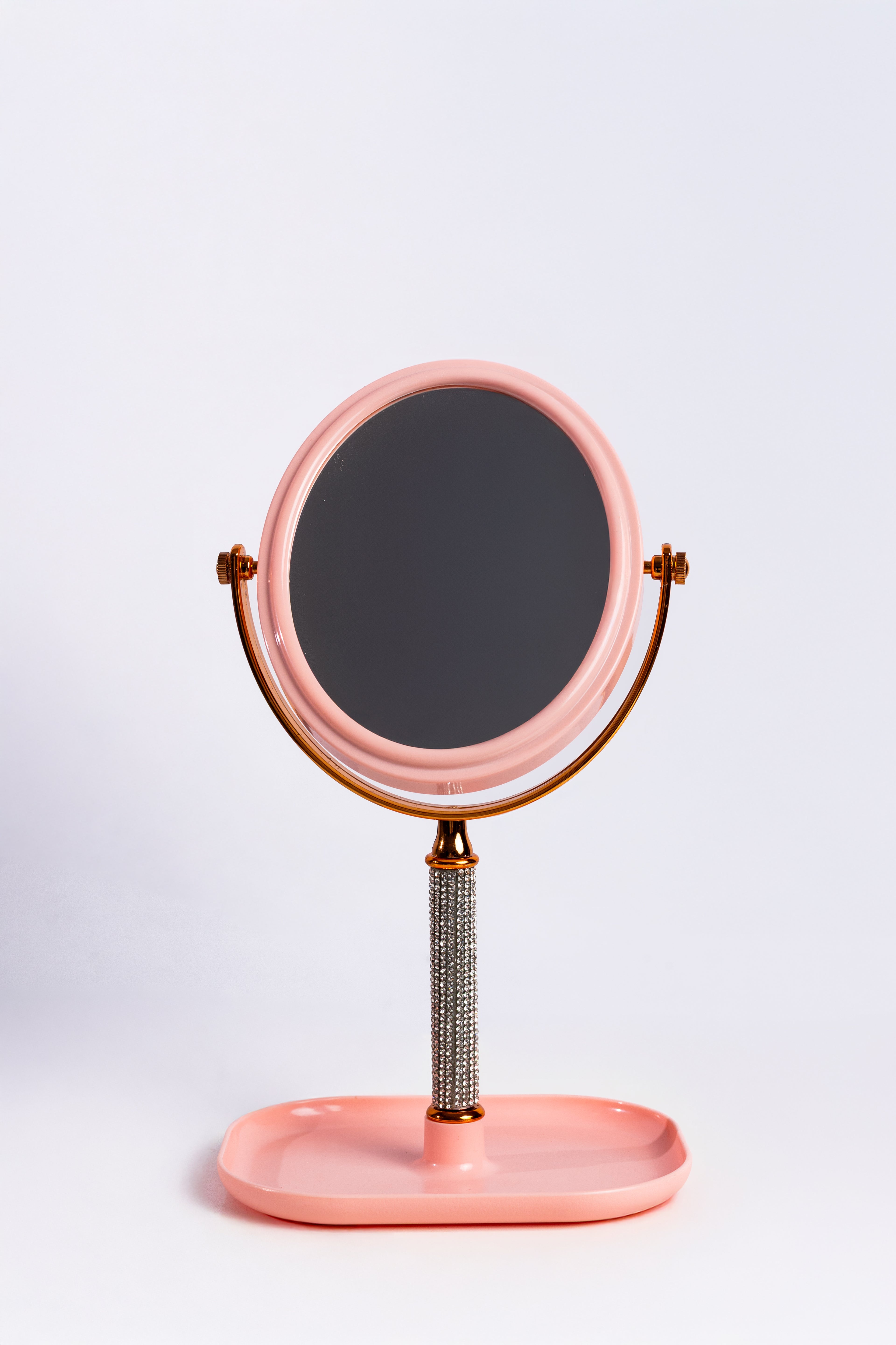 ESPEJO CON BASE CIRCULAR COLOR PALO ROSA (ITEM 90183-19)